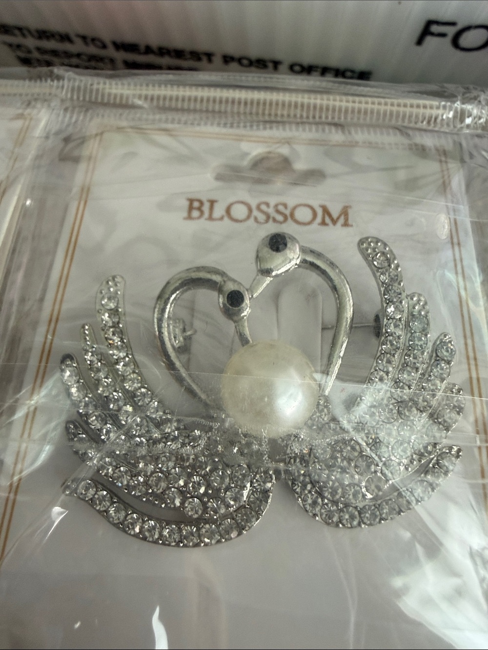4 for $10 Silver and/ or Gold Swan Pearl Crystal Brooch NWT.
